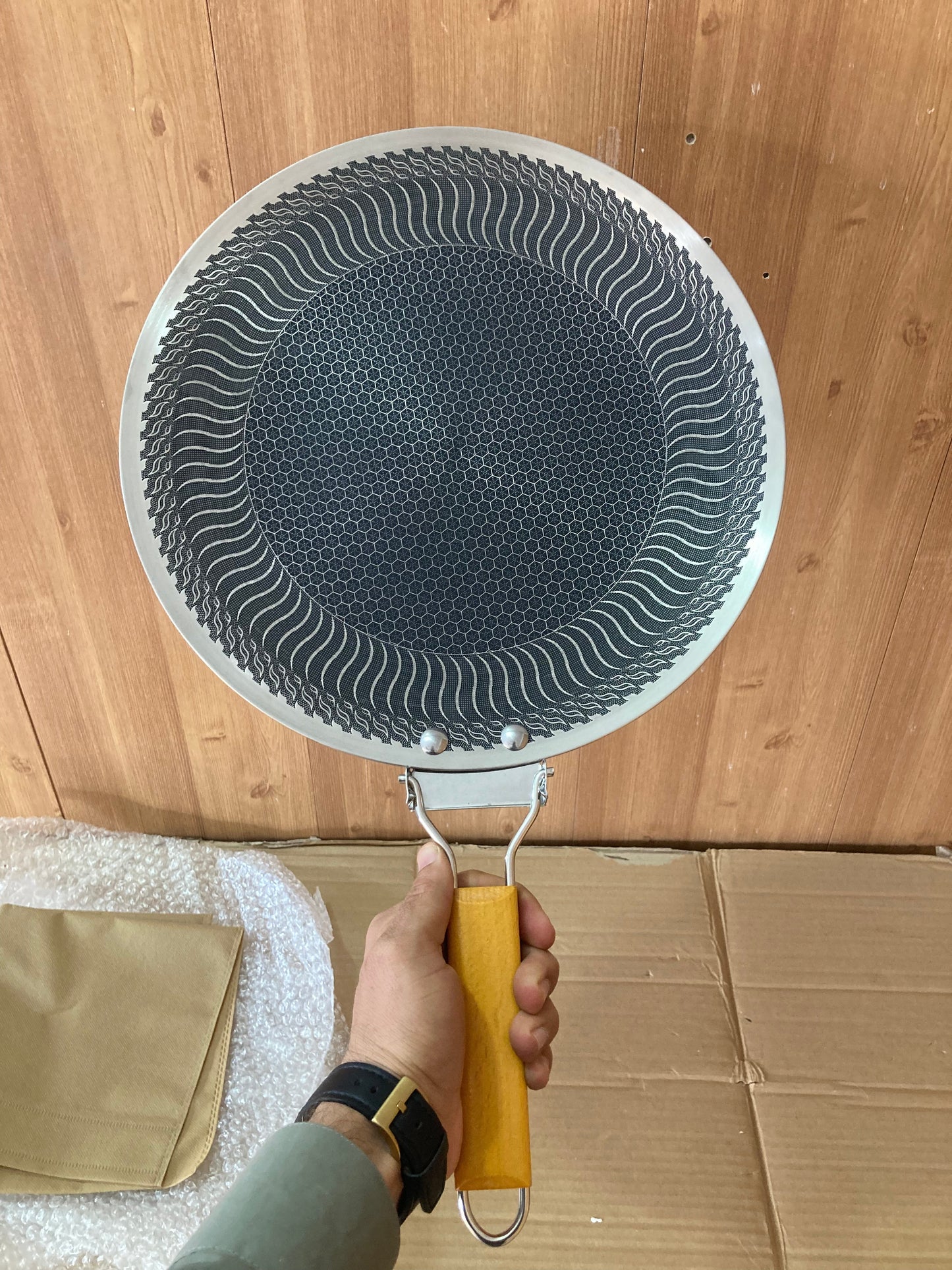 Lot Imported Double Laser Coated HoneyComb Tawa Single Handle