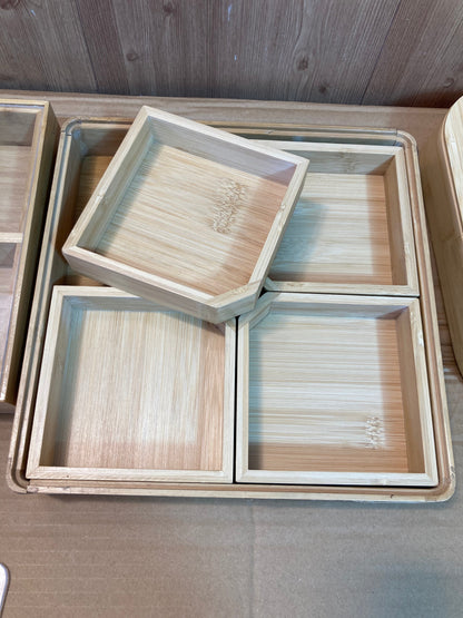 Bamboo Wood Multi Storage Dry Fruit Serving Tray