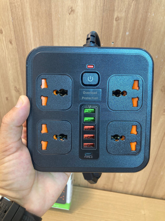 3000W Power Extension 4 Universal Socket+ 5 USB+ 1 Type-C Port BKL-666