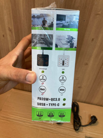 3000W Power Extension 4 Universal Socket+ 5 USB+ 1 Type-C Port BKL-666