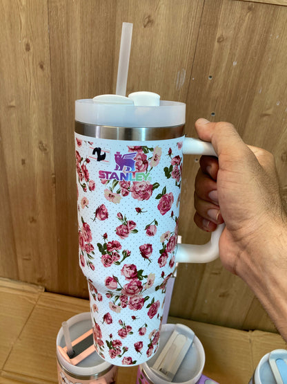 Stanley Stainless Steel Insulated Tumblers with Handle, Leakproof Lid and Straw 1200ml