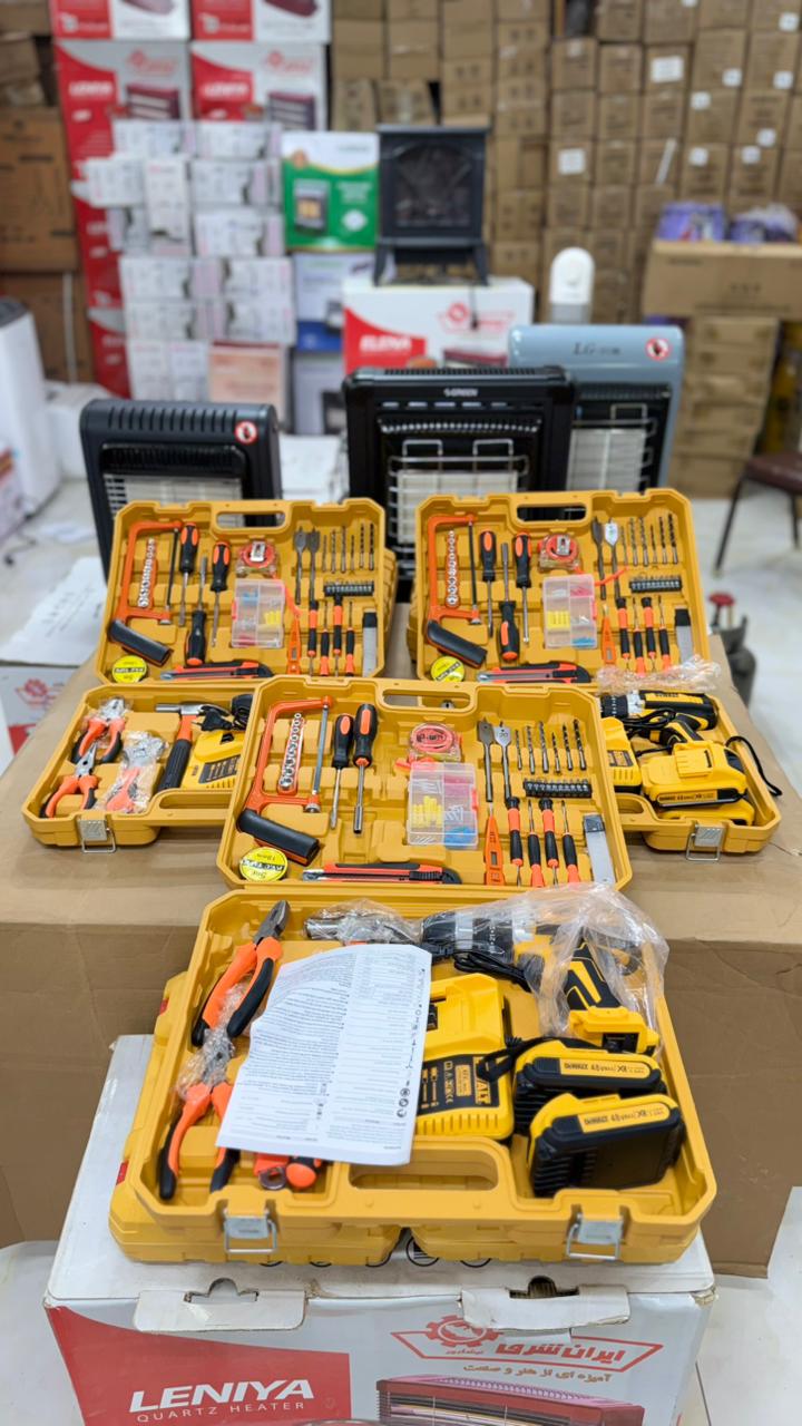 DEWALT 48V Power Drill Kit | 56 Accessories + 2 Rechargeable Lithium Batteries