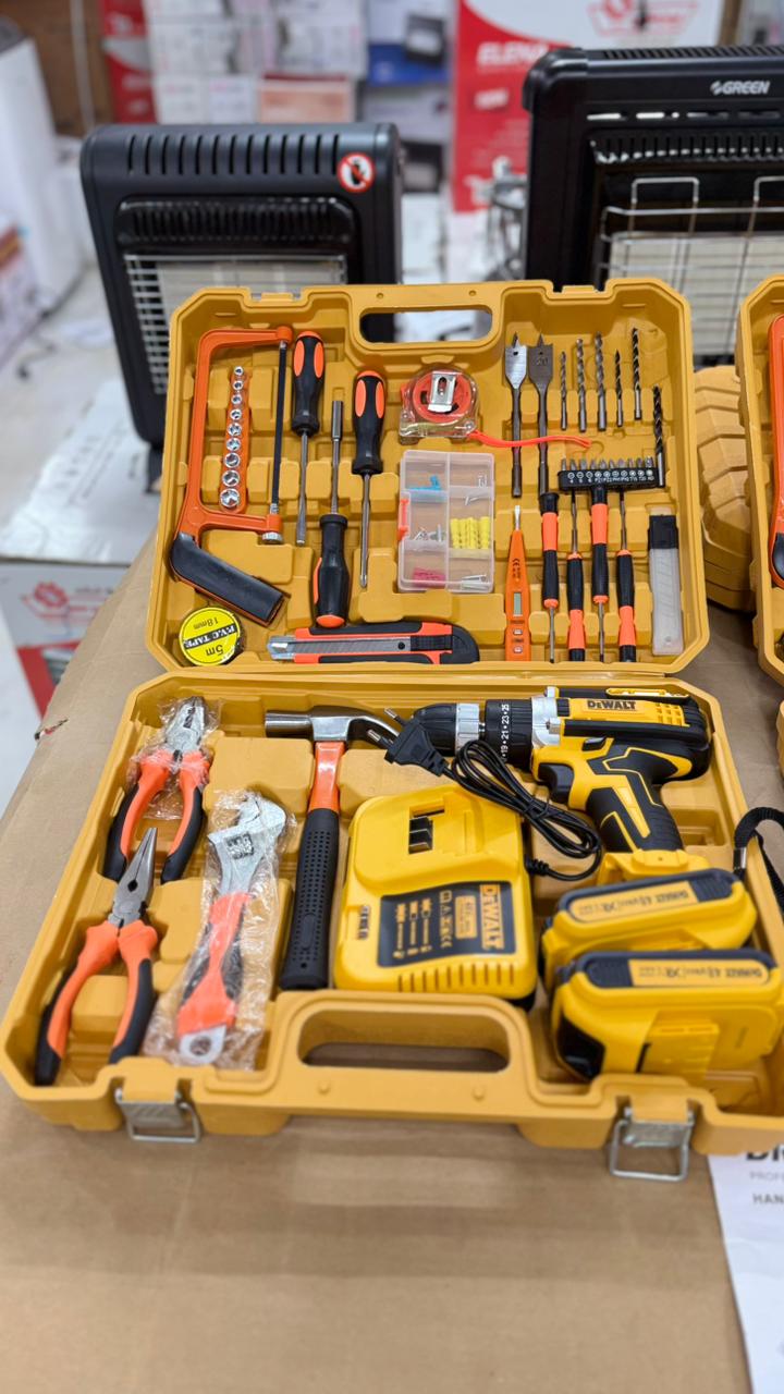 DEWALT 48V Power Drill Kit | 56 Accessories + 2 Rechargeable Lithium Batteries
