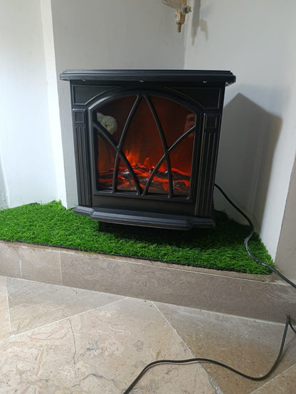 NBC007BK Electric Fireplace Room Heater – Modern Black LED Flame Heater with Adjustable Thermostat & Safety Protection