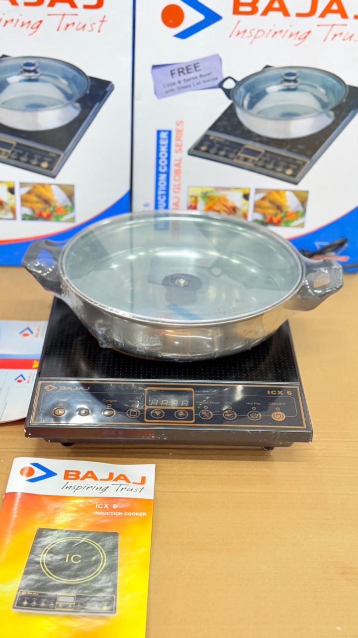 Bajaj ICX 6, 1600 Watts Induction Cooktop with Pan sensor, Black