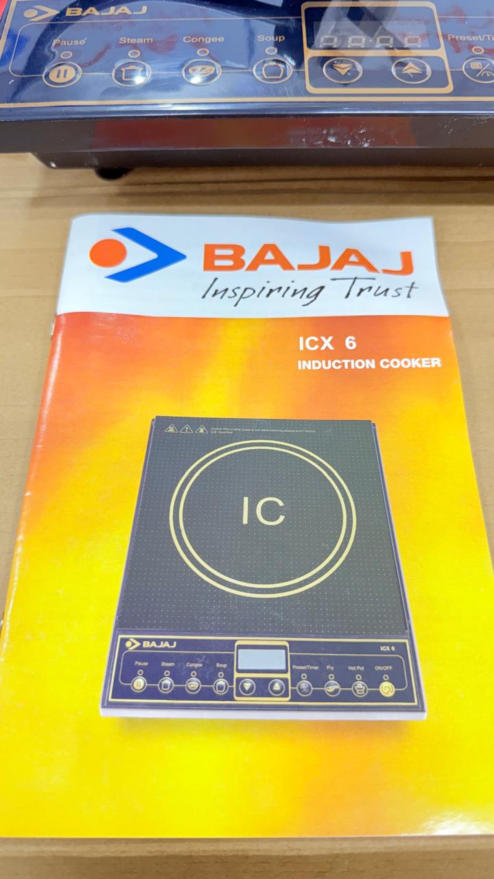 Bajaj ICX 6, 1600 Watts Induction Cooktop with Pan sensor, Black